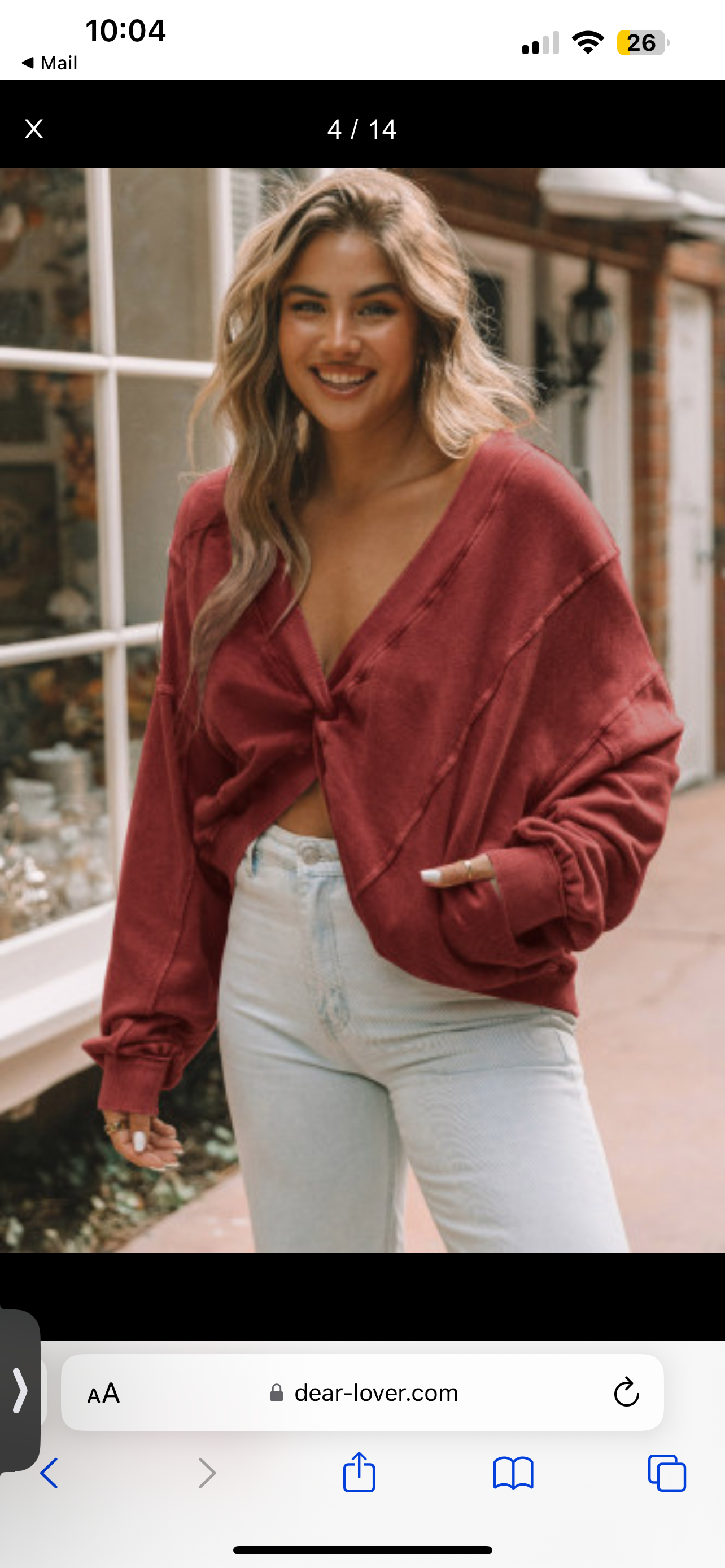 Rosie twist oversized reversible top (red)