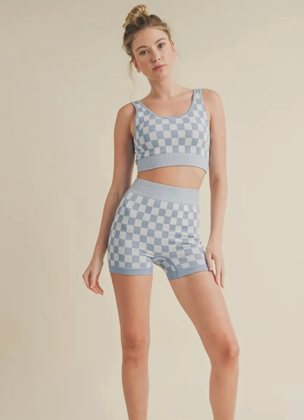 Blue Checkered Active Shorts