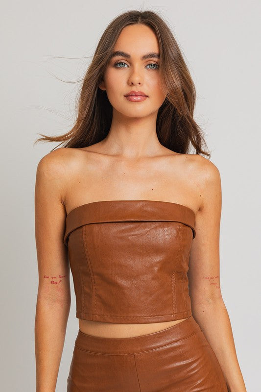 Corset Pleather Tube Top