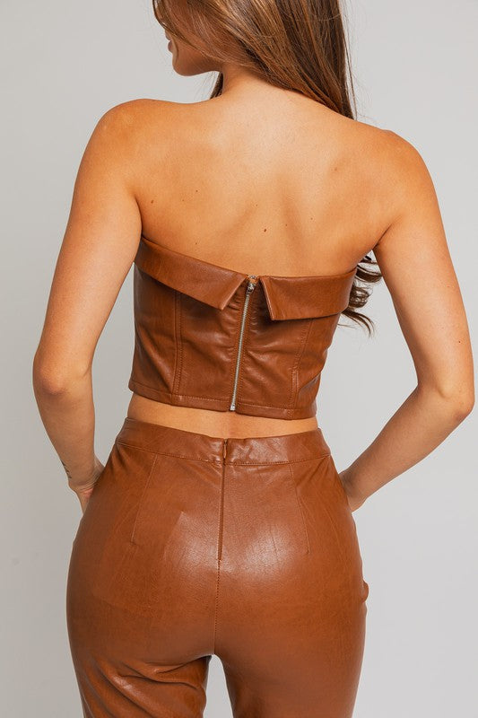 Corset Pleather Tube Top