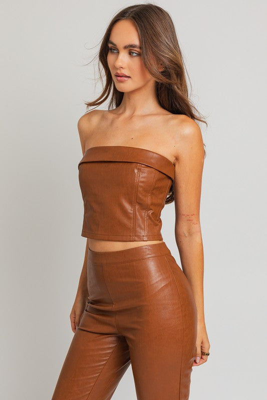 Corset Pleather Tube Top