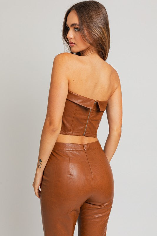 Corset Pleather Tube Top