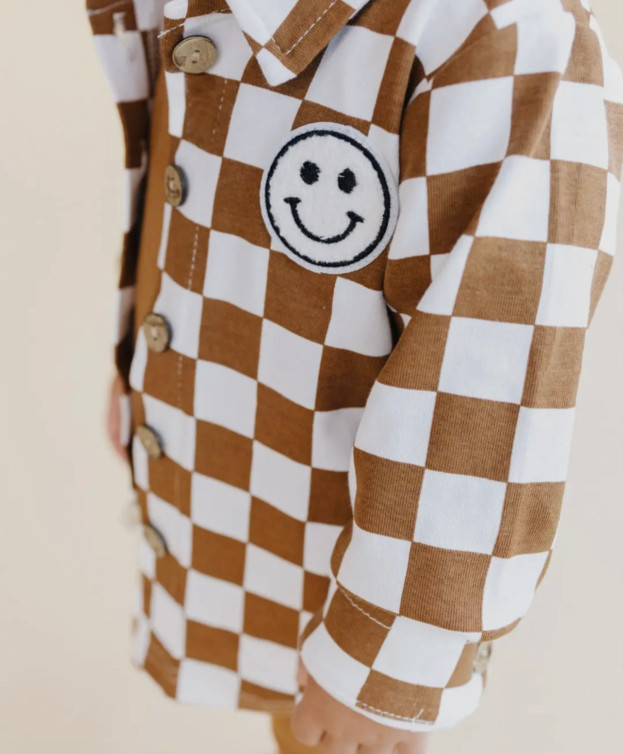 Copper Checkered Kids Unisex Shacket