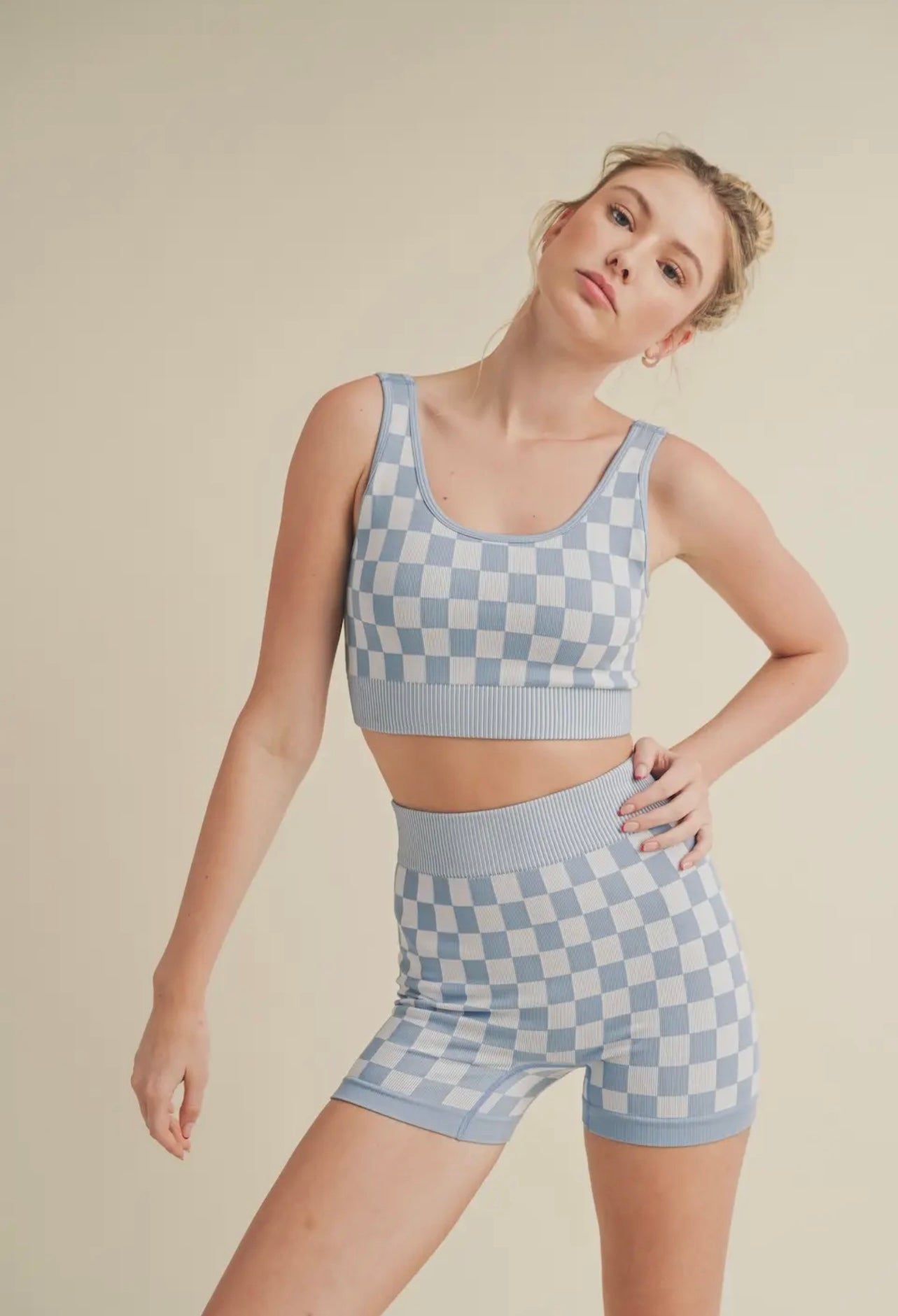 Blue Checkered Active Shorts