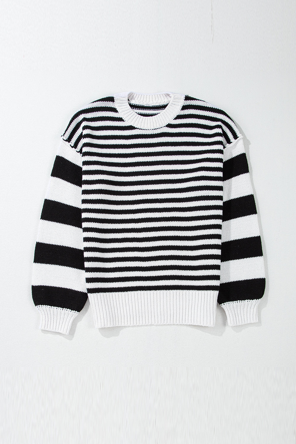 Caroline Black white Striped Knit Sweater