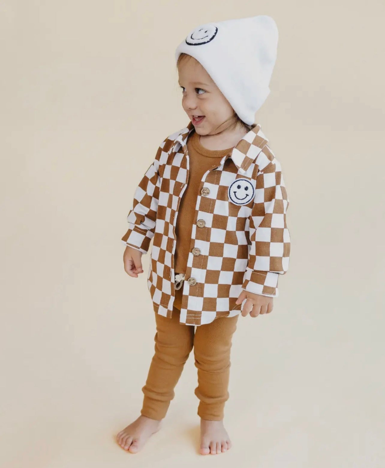 Copper Checkered Kids Unisex Shacket