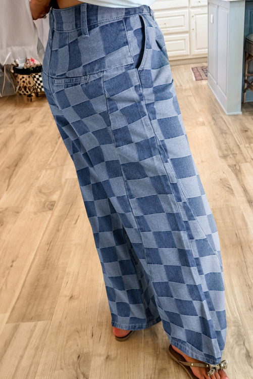 Checker Denim Pants