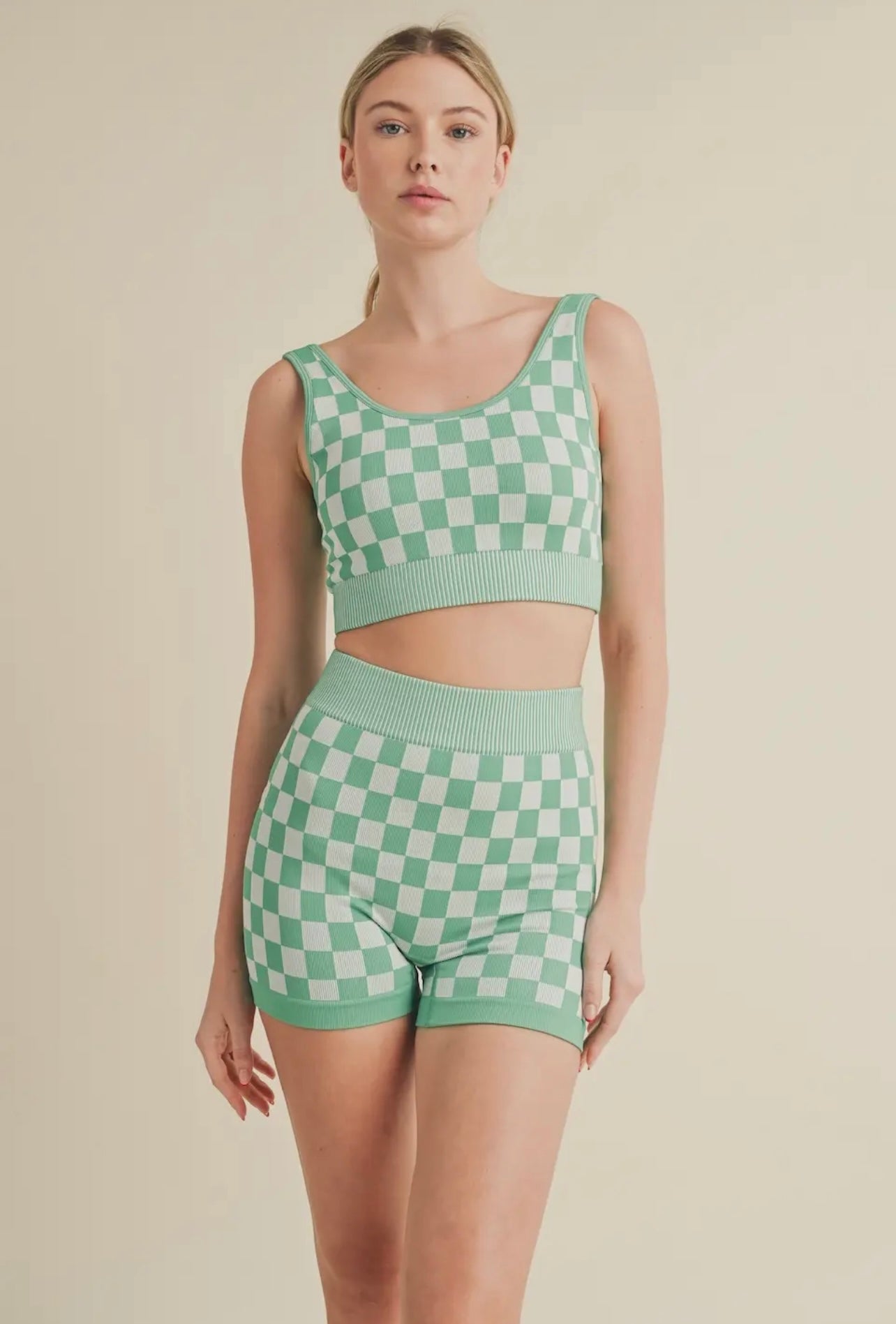 Green checkered athletic top