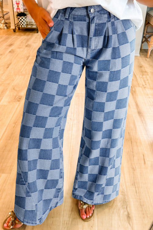 Checker Denim Pants