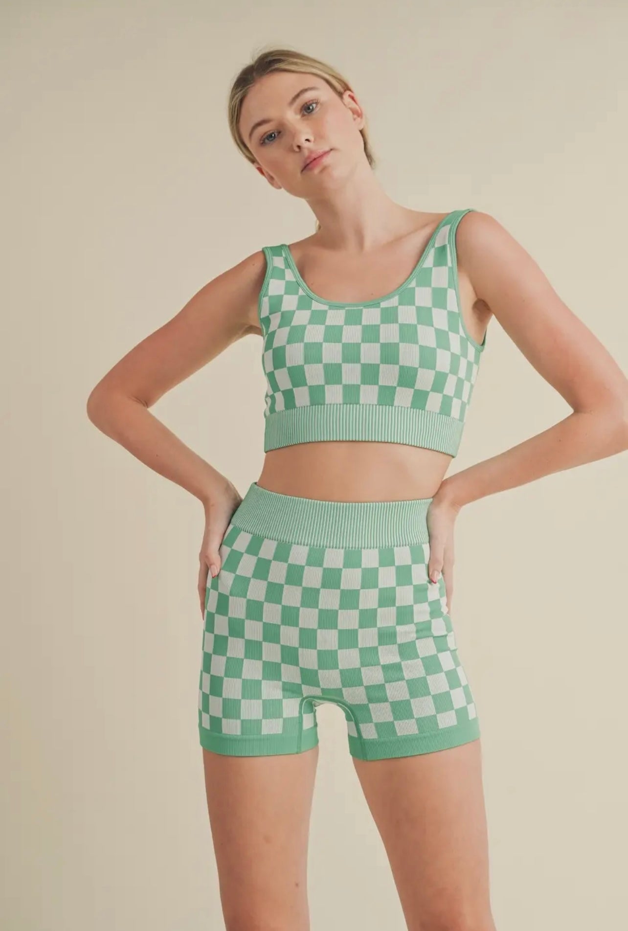 Green checkered athletic top