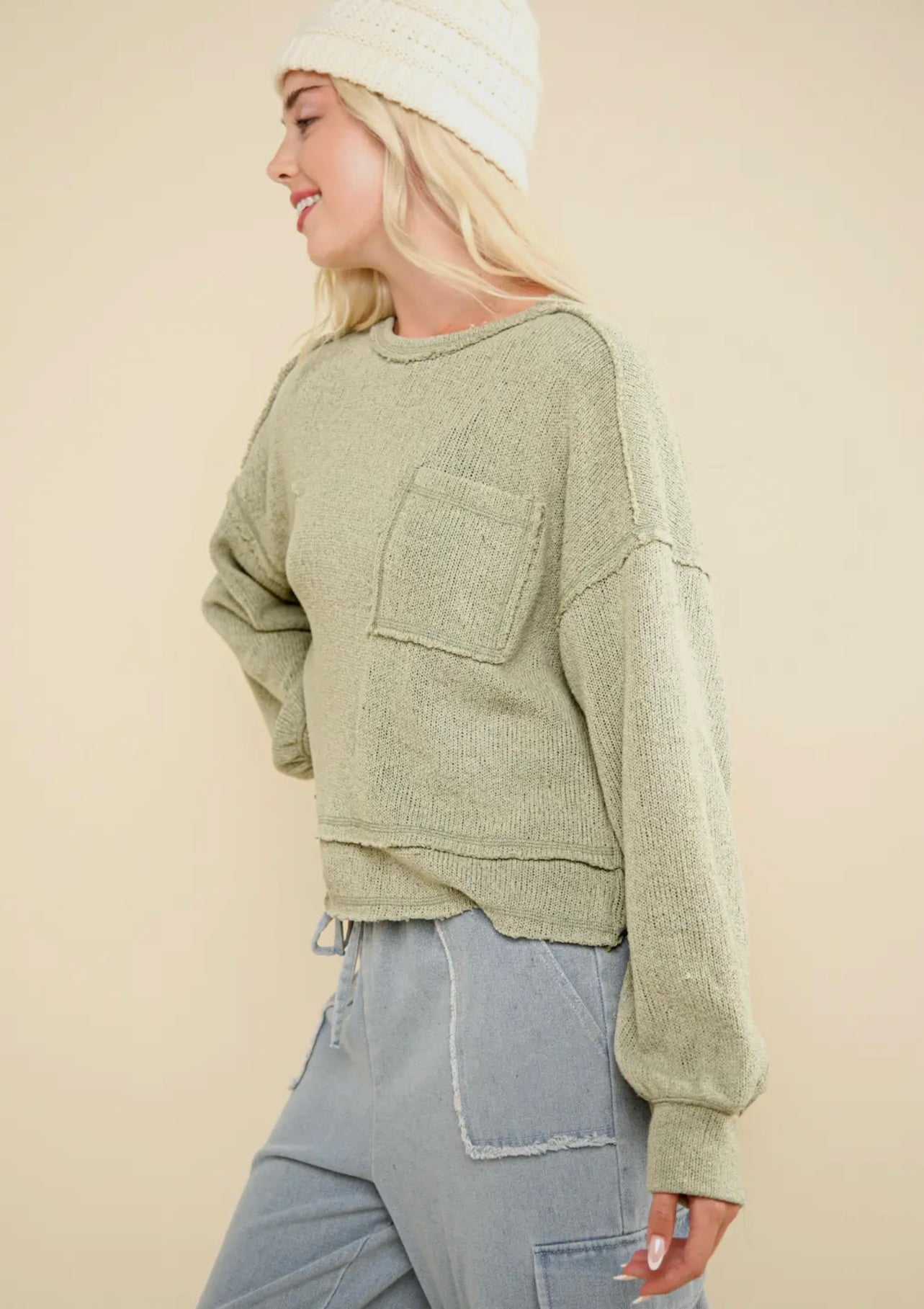 Amy Raw Edge Knit Top