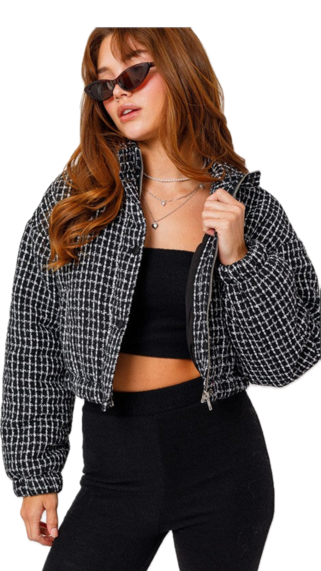 Tweed Crop Puffer Jacket