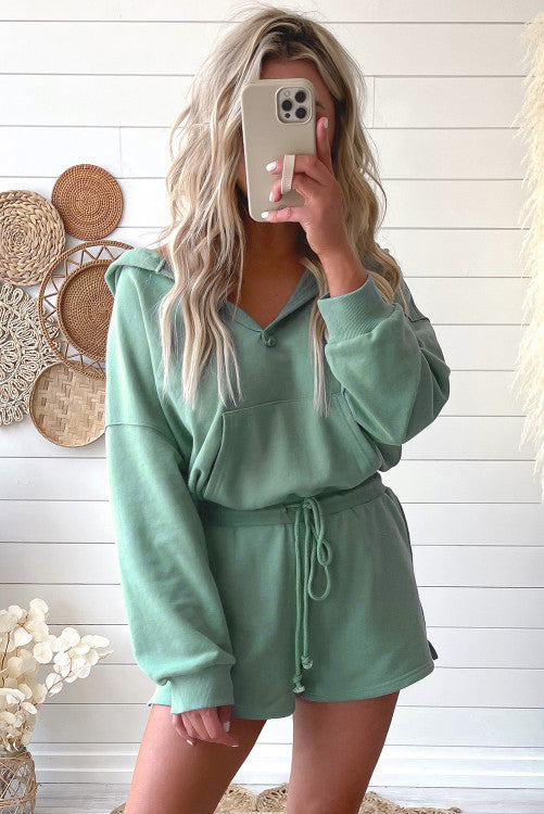 French terry hooded romper