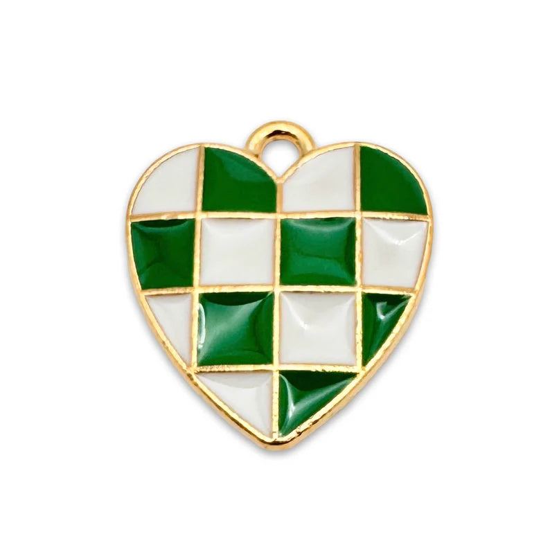 Green Checkered Heart