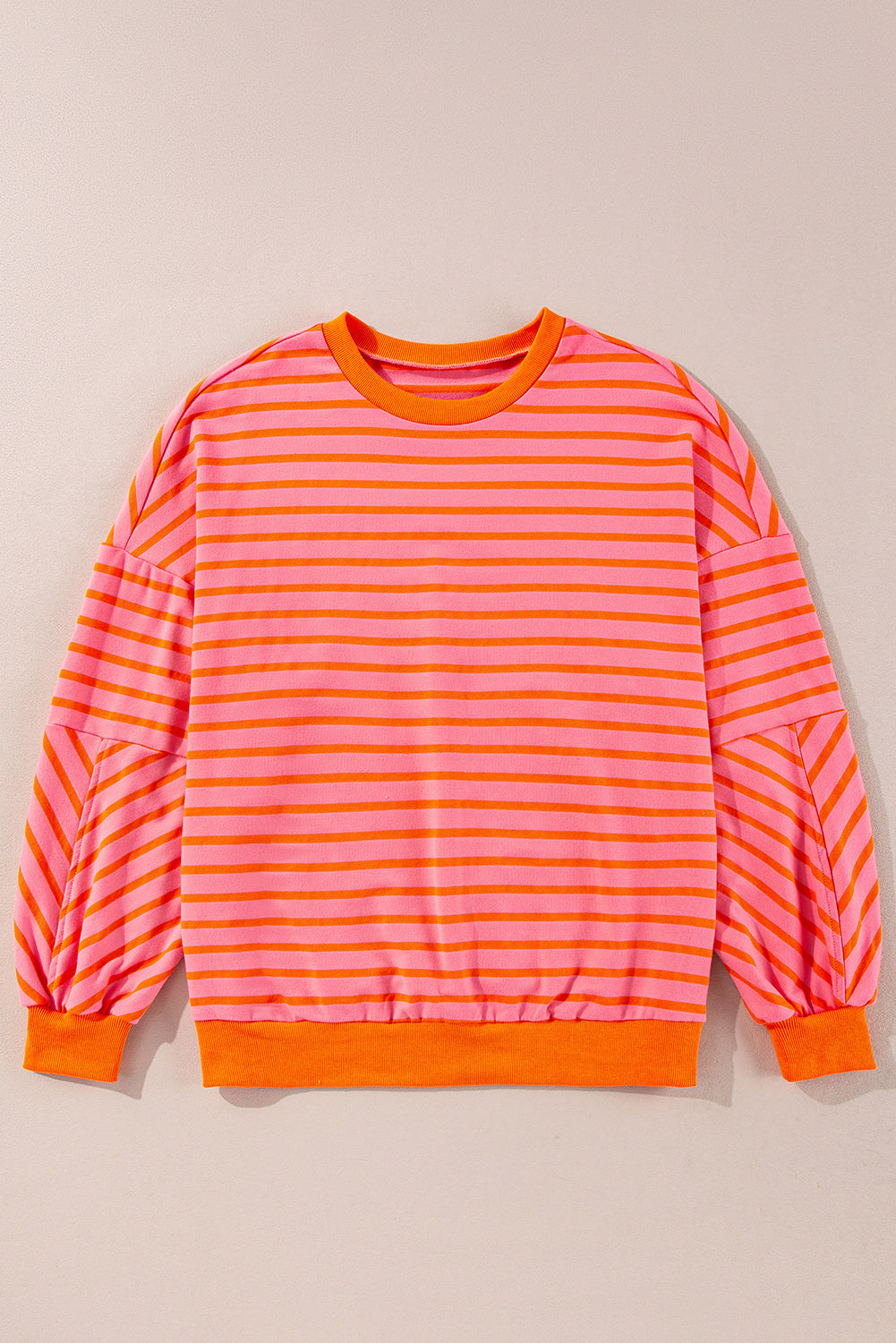 Brynn Orange Stripped Crew Neck Sweatshirt