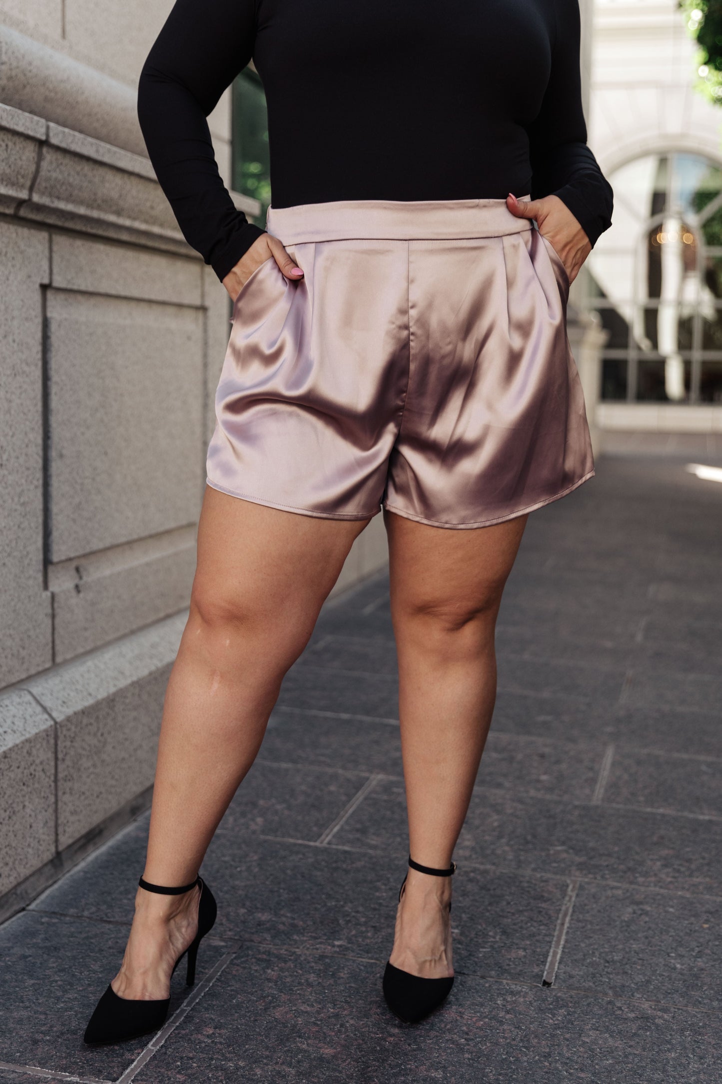 Cupids Charm Champagne Satin Shorts